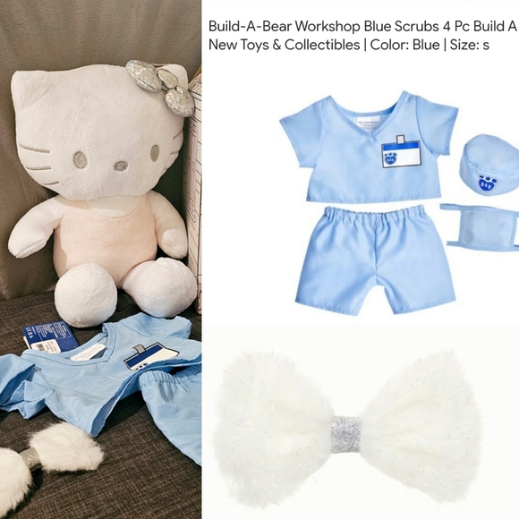 Build A Bear Hello Kitty 25th Anniversary Silver Holographic Bow White Pink BNWT - Picture 10 of 13